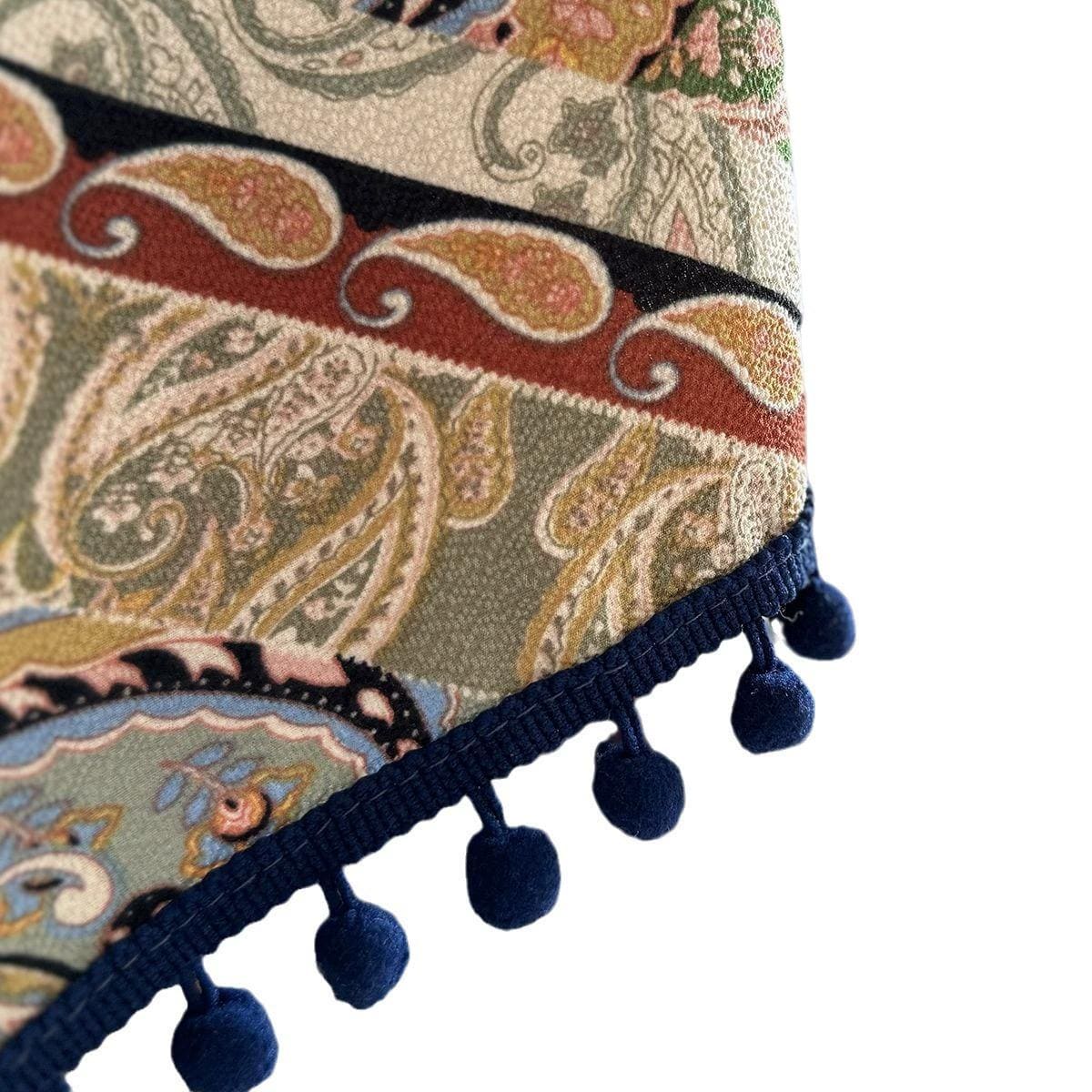 Paisley Piano Dust Cover with Navy Tassels: Piano Protector