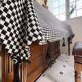 Checkered Jacquard Piano Dust Cover with Tassels: Elegant Piano Protector