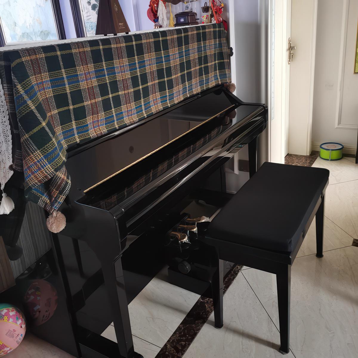 Wool Blend Tartan Piano Cover: British Plaid Piano Throw - 140x200cm