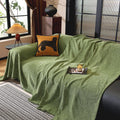 Solid Color Chenille Sofa Throw Blanket: Custom Length, All-Season Thick Soft Couch Cover