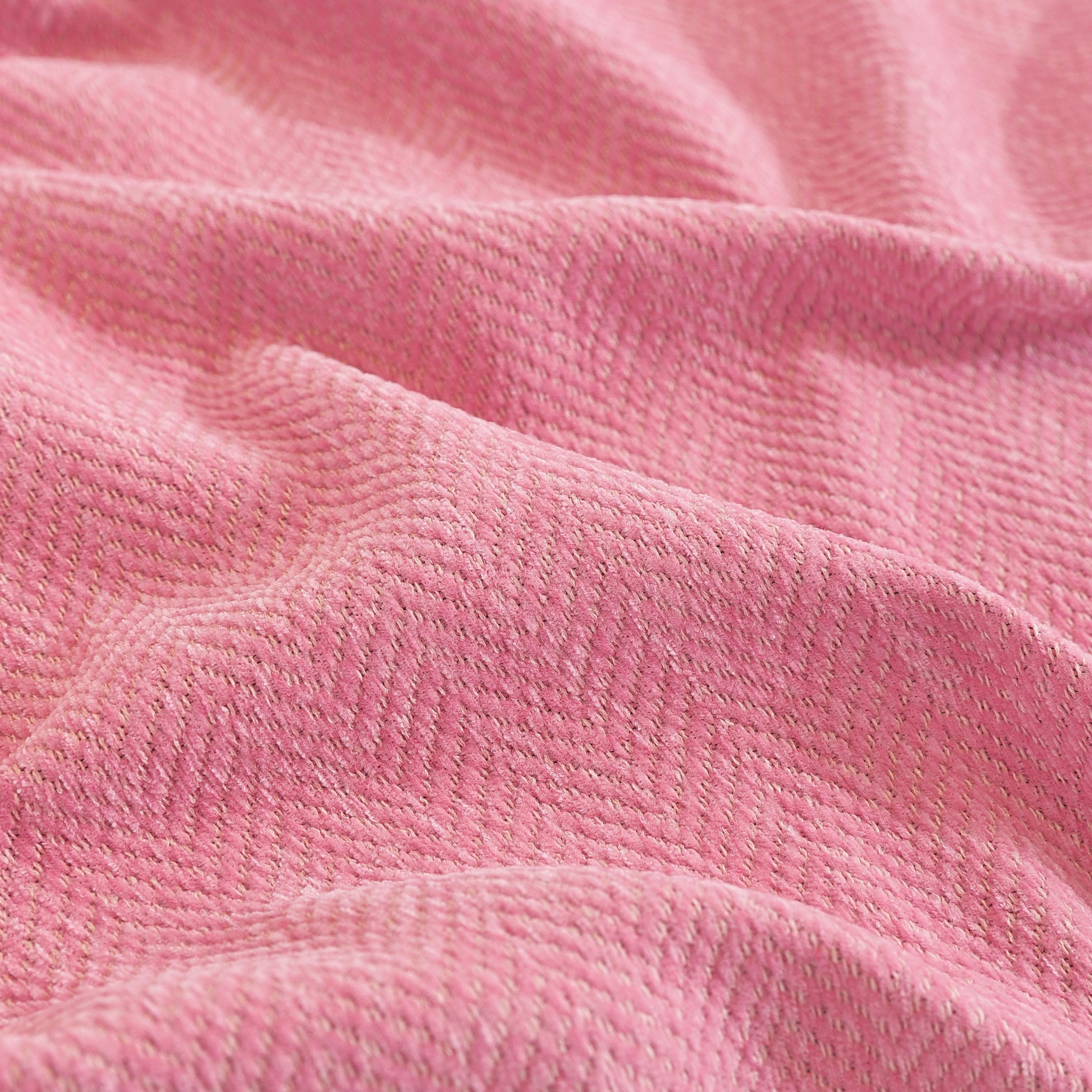 Blush Pink Chenille Bed Throw Blanket: Soft Sofa Cover, Elegant Drape