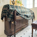 Wool Blend Tartan Piano Cover: British Plaid Piano Throw - 140x200cm
