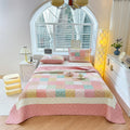 Colorful Cotton Quilt Bedspread , Quilted Coverlet Set, Lightweight Summer Blanket, Boho Farmhouse Bedding Decor