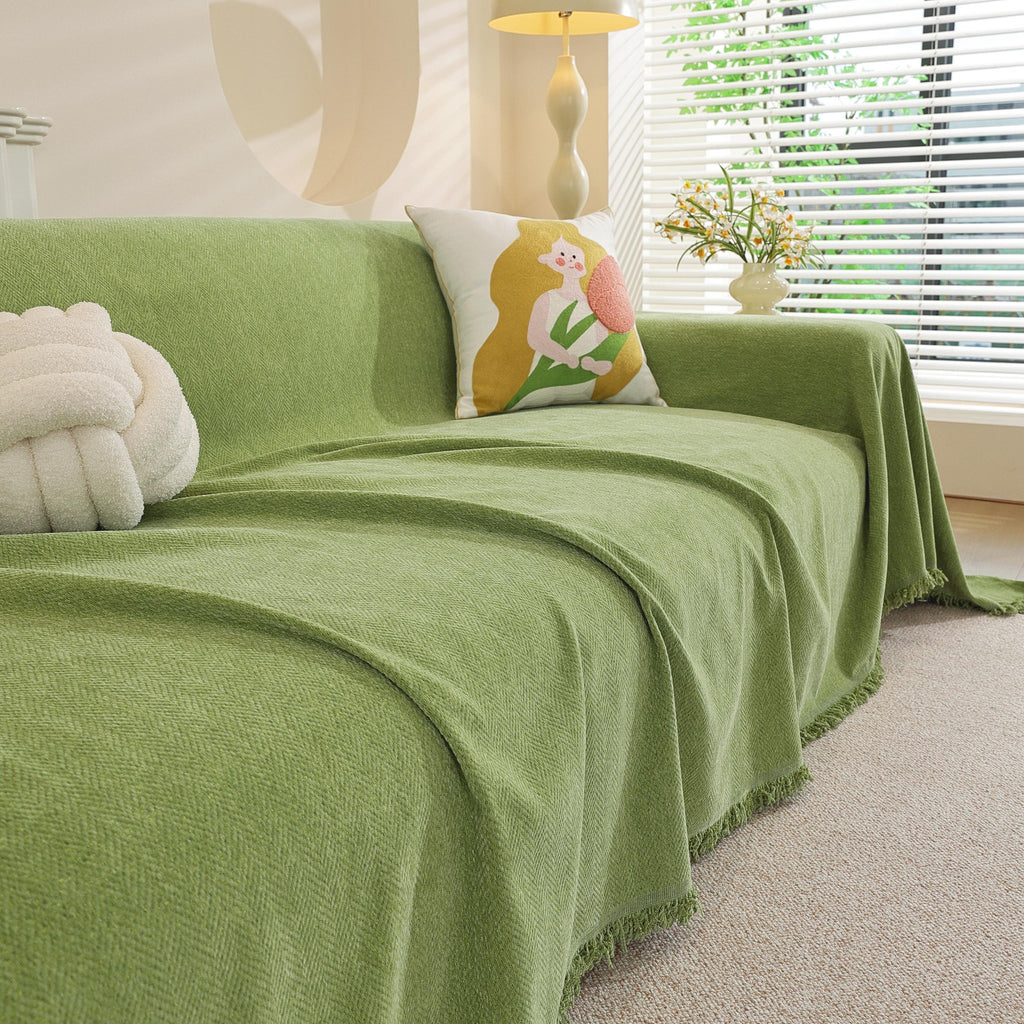 Chenille Sofa Throw Blanket: Custom Length, Pastel Decor, Skin-Friendly