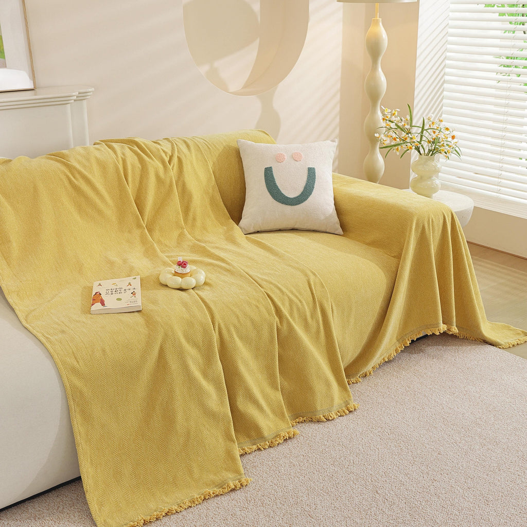 Chenille Sofa Throw Blanket: Custom Length, Pastel Decor, Skin-Friendly