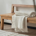 100% Cotton 4-Layer Gauze Blanket, Crinkled Fringe Throw, Maillard Color Sofa Cover, Breathable Drape