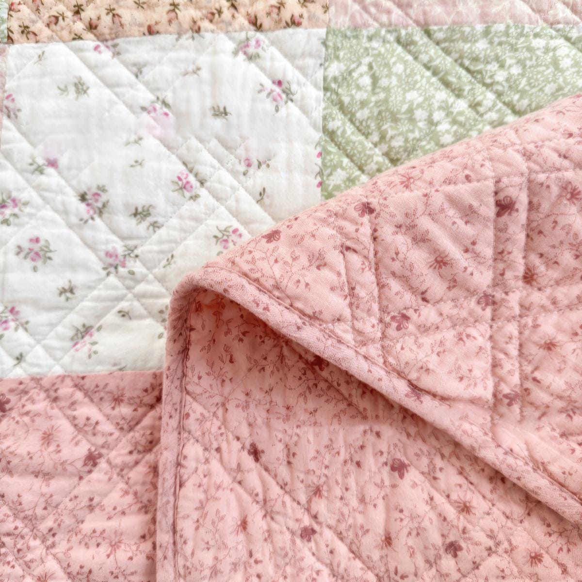 Colorful Cotton Quilt Bedspread , Quilted Coverlet Set, Lightweight Summer Blanket, Boho Farmhouse Bedding Decor