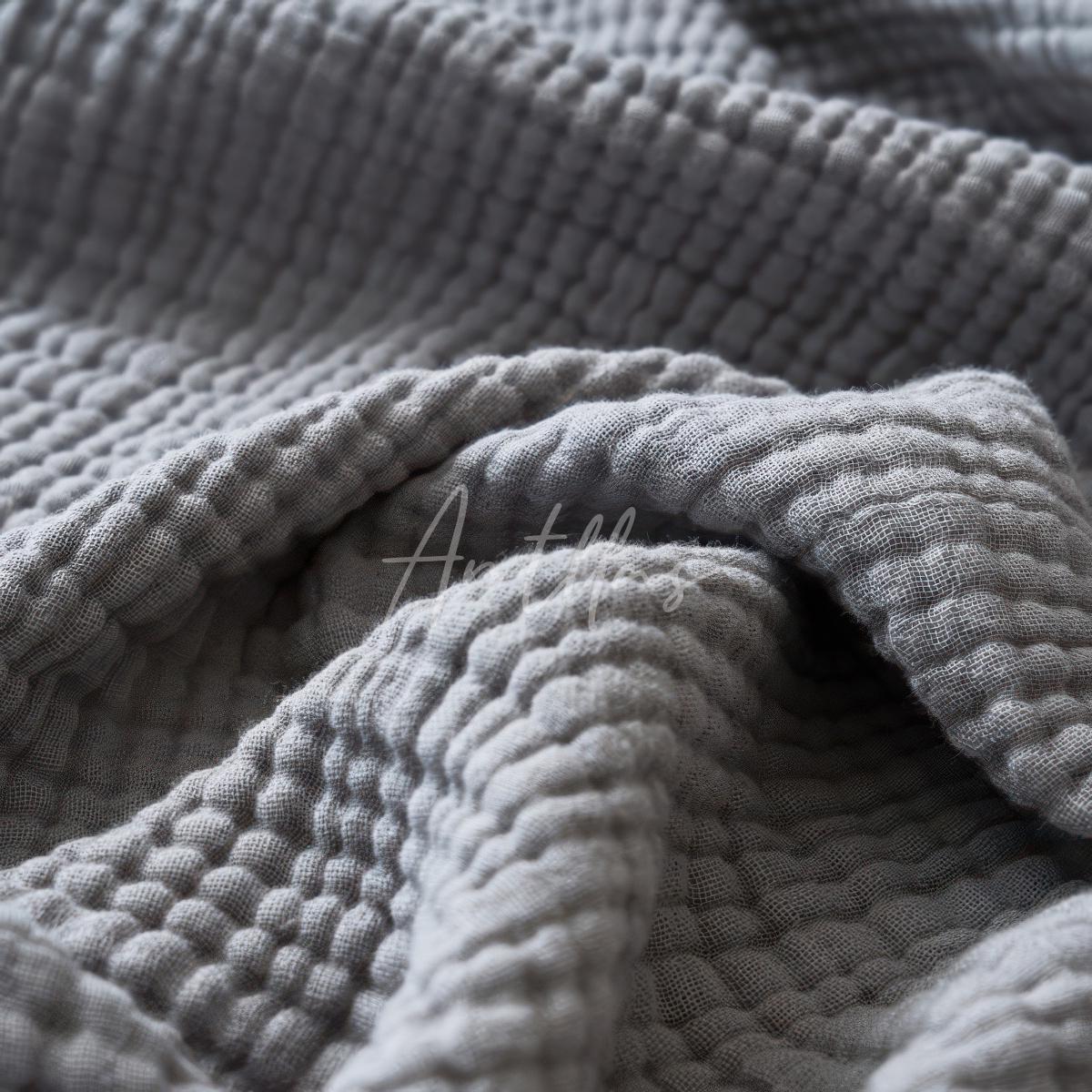 100% Cotton 4-Layer Gauze Blanket, Crinkled Fringe Throw, Maillard Color Sofa Cover, Breathable Drape