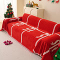 Reversible Chenille Christmas Throw | Red Bowknot Sofa Cover