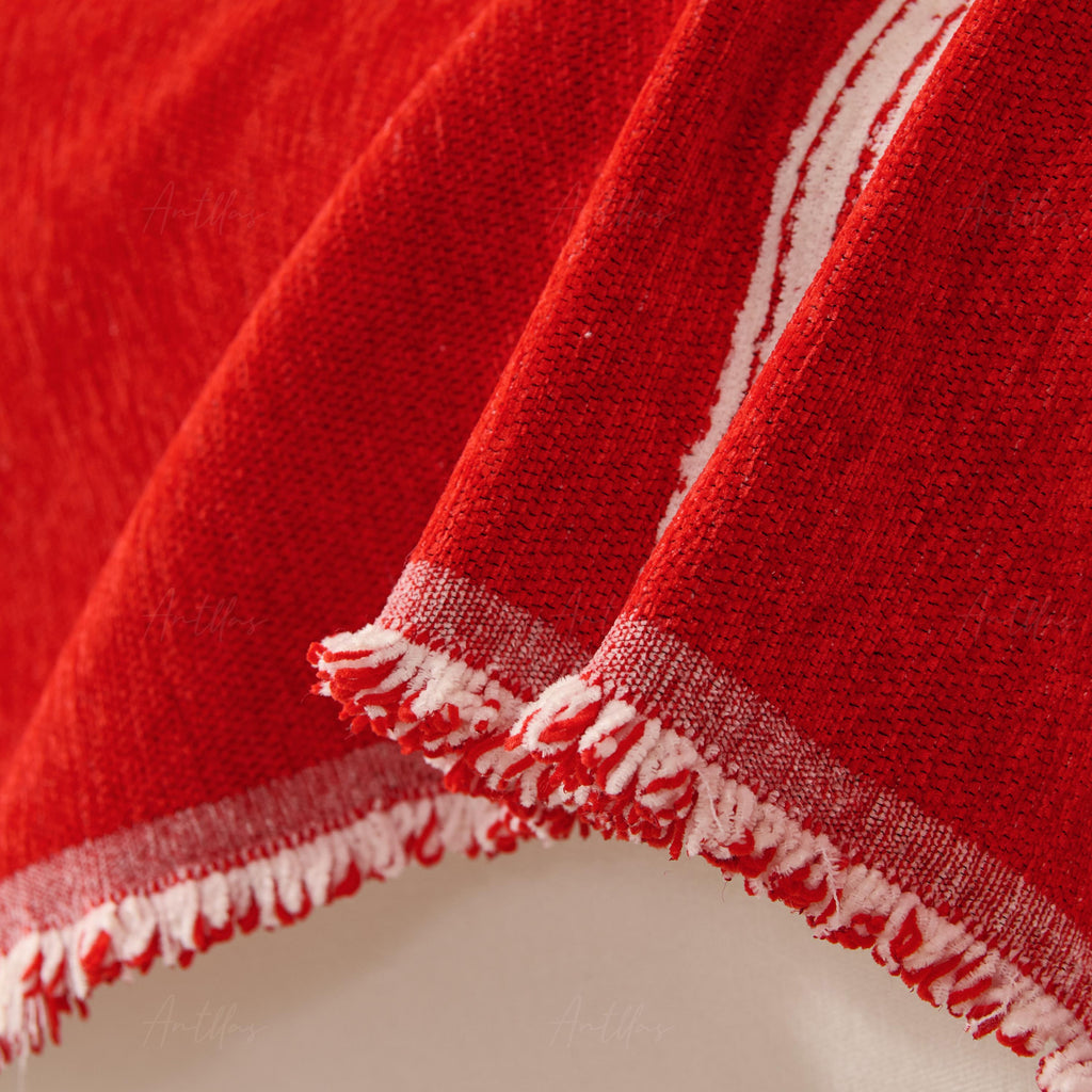 Reversible Chenille Christmas Throw | Red Bowknot Sofa Cover