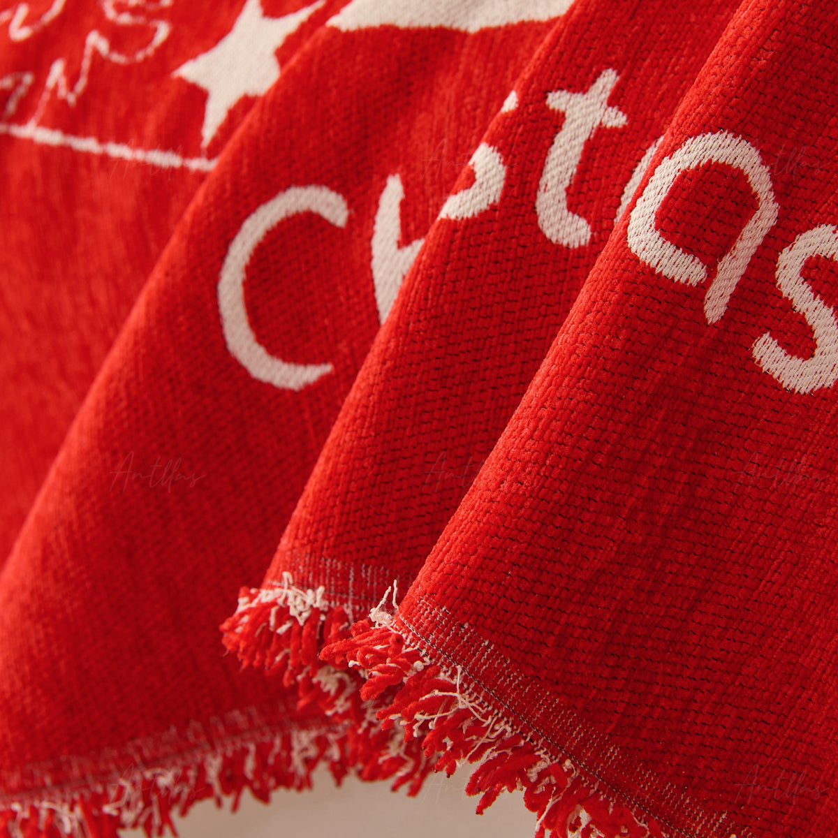 Reversible Chenille Christmas Throw Blanket | Red & White Sofa Cover