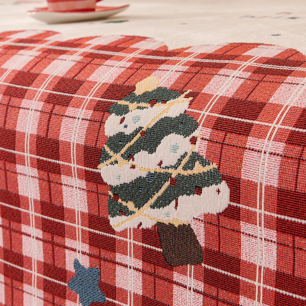 Reversible Christmas Chenille Throw Blanket | Holiday Plaid Sofa Cover