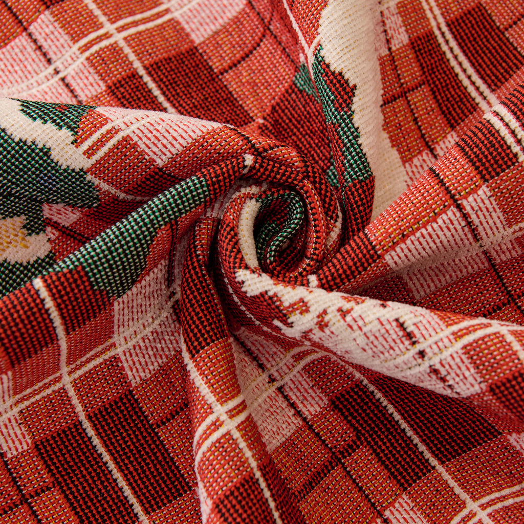Reversible Christmas Chenille Throw Blanket | Holiday Plaid Sofa Cover