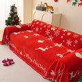 Oversized Chenille Christmas Sofa Cover | Reversible Red Snowflake & Reindeer Throw | Festive Holiday Furniture Protector