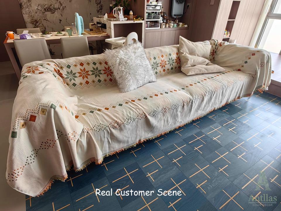 Bohemian Chenille Sofa Cover: Anti-Slip Couch Cover, Cat Scratch Resistant