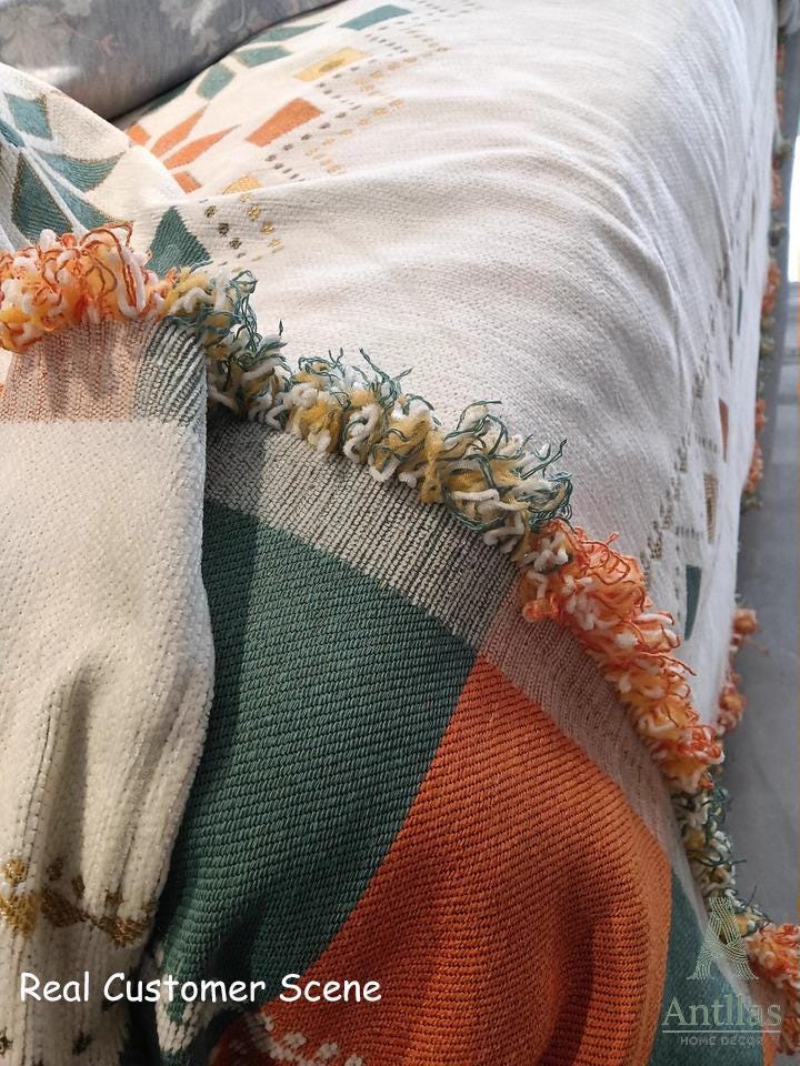 Bohemian Chenille Sofa Cover: Anti-Slip Couch Cover, Cat Scratch Resistant