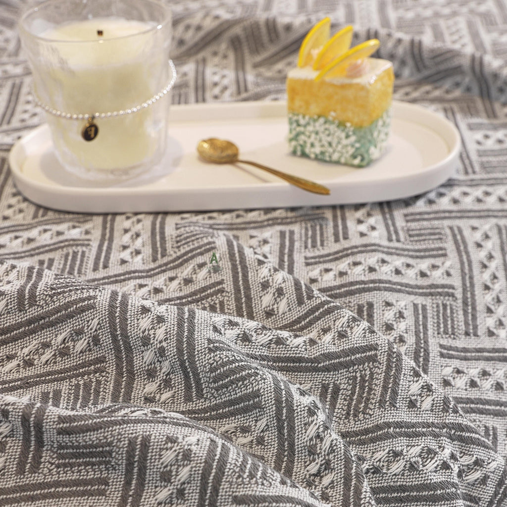Geometric Cotton Sofa Cover, Woven Sectional Throw, Washable Slipcover, Pet Friendly Protector