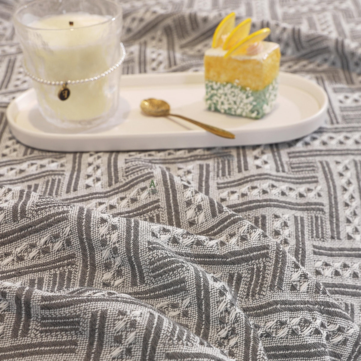 Geometric Cotton Sofa Cover, Woven Sectional Throw, Washable Slipcover, Pet Friendly Protector