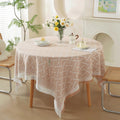 Woven Cotton Tablecloth, Rustic Farmhouse Table Cover, Rectangular Dining Cover
