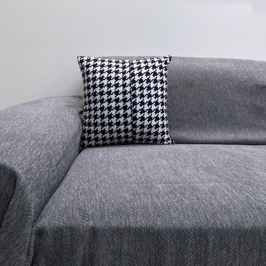Solid Color Chenille Sofa Throw Blanket: Custom Length, All-Season Thick Soft Couch Cover
