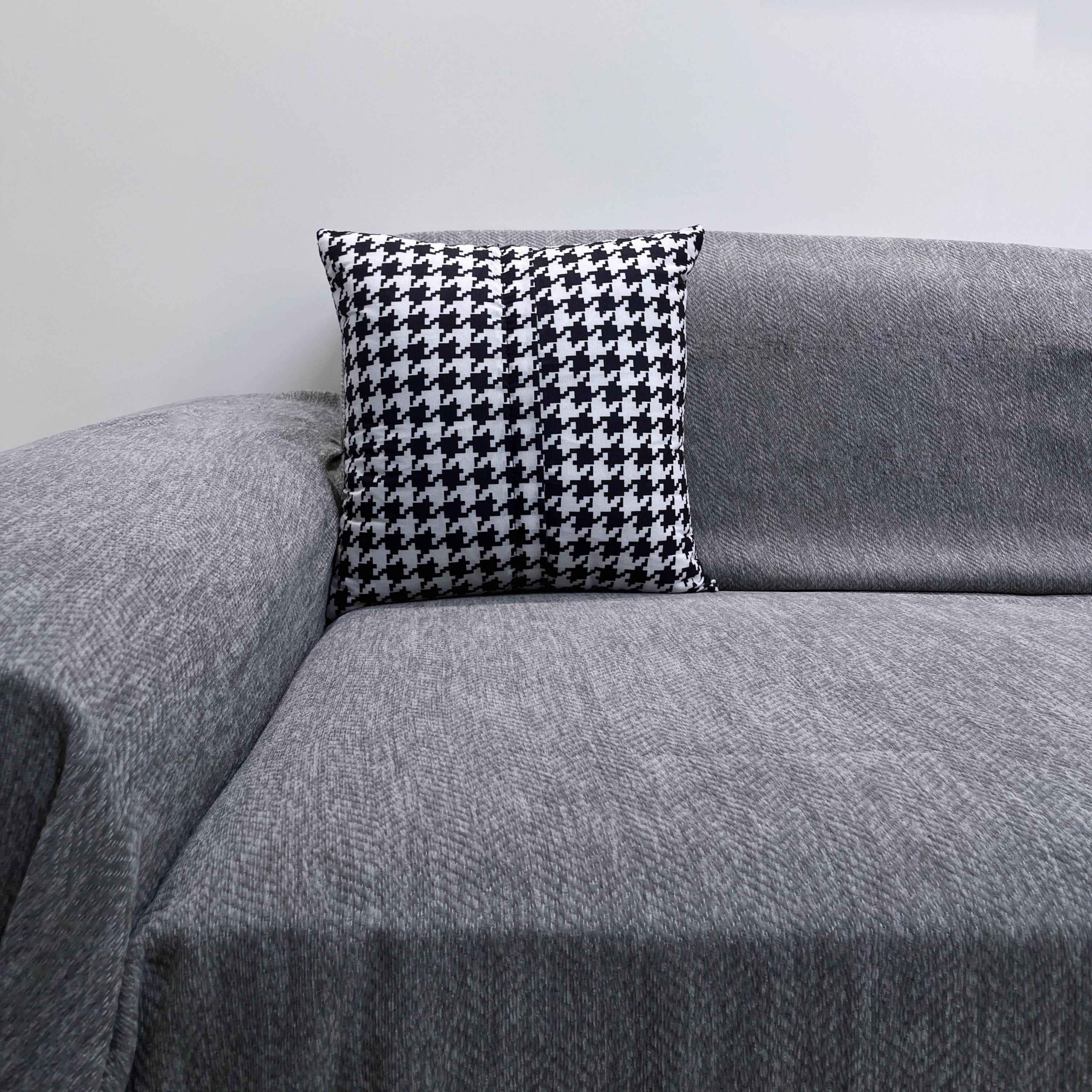 Solid Color Chenille Sofa Throw Blanket: Custom Length, All-Season Thick Soft Couch Cover