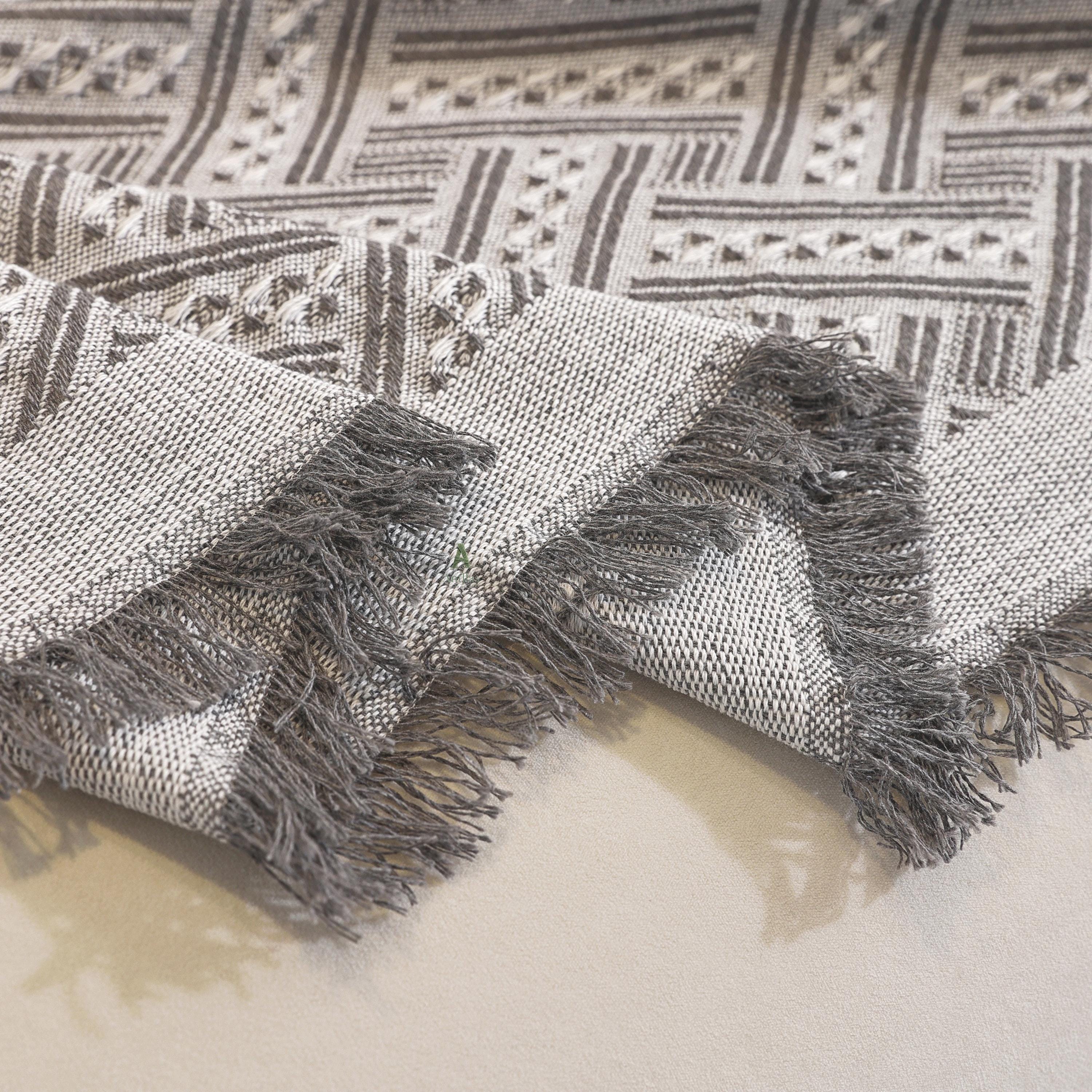 Geometric Cotton Sofa Cover, Woven Sectional Throw, Washable Slipcover, Pet Friendly Protector