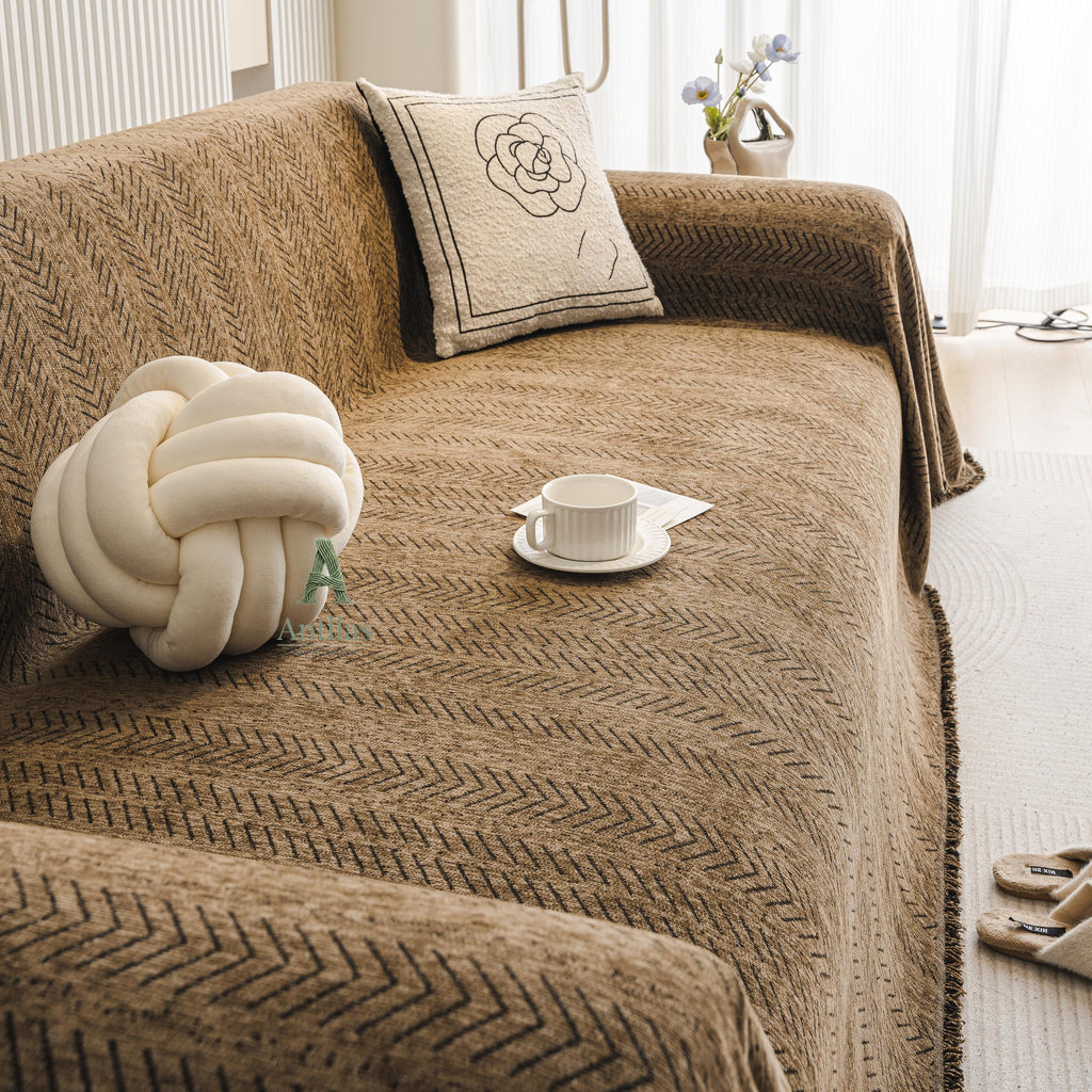 Water Resistance Chenille Sofa Cover, Pet Couch Protector, Non-Slip Sectional Throw, Washable