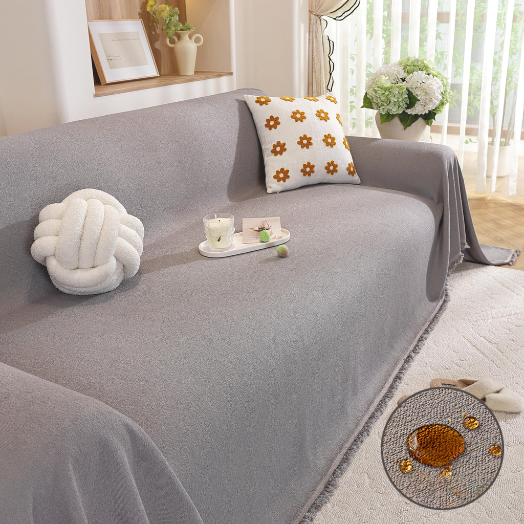Waterproof Teddy Sofa Cover, Soft Fleece Couch Throw, Pet Friendly Furniture Protector, Anti-Scratch, Washable