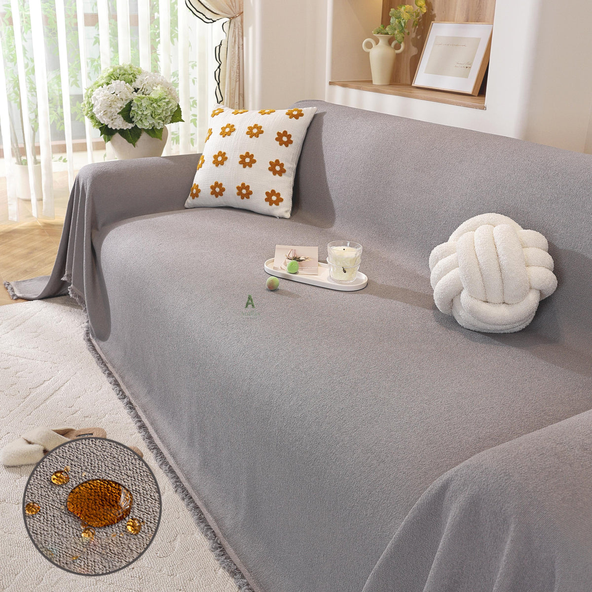 Waterproof Teddy Sofa Cover, Soft Fleece Couch Throw, Pet Friendly Furniture Protector, Anti-Scratch, Washable