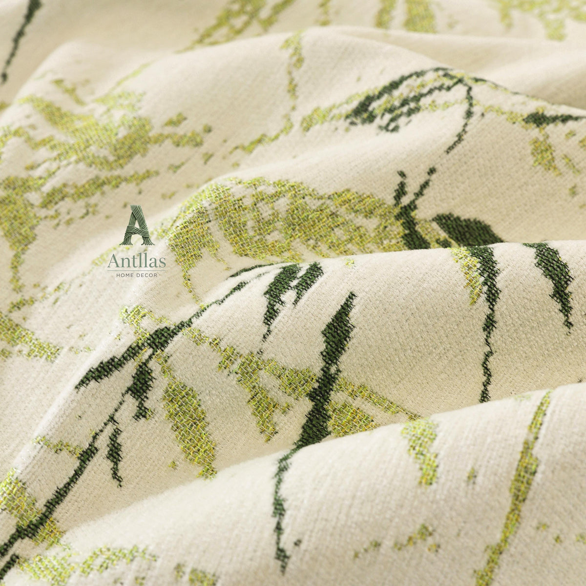Bamboo Chenille Sofa Cover, Japandi Zen Throw, Botanical Furniture Protector