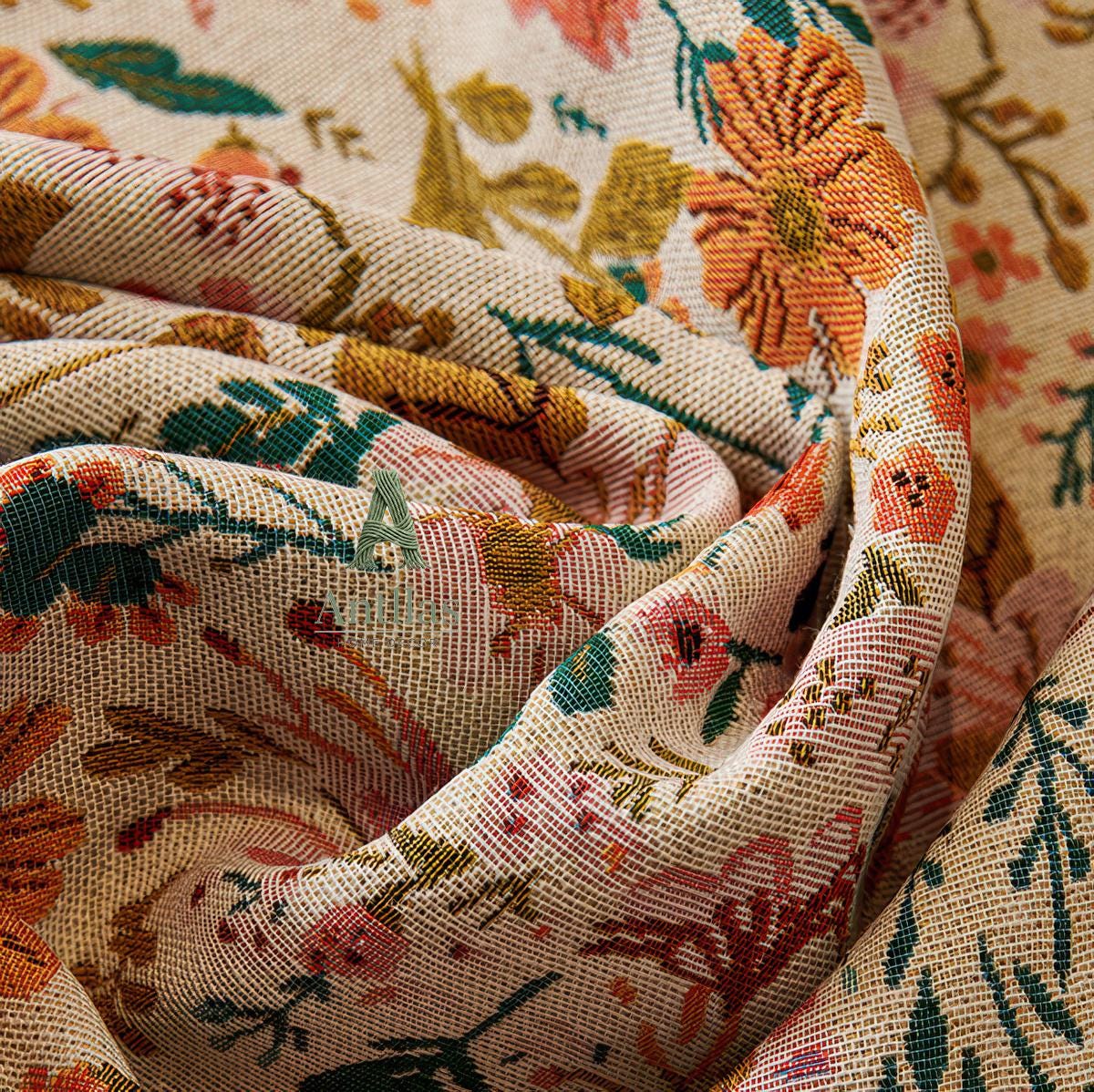 Vintage Floral Sofa Cover, Ruffled French Cottagecore Couch Throw