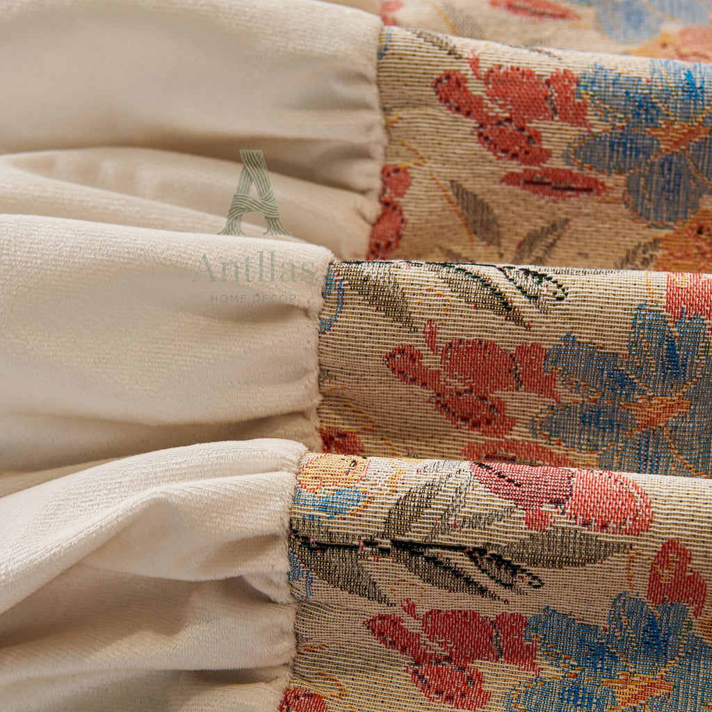Pastel Wildflower Sofa Cover, Cream Ruffle, Airy Farmhouse Decor