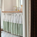 Green Gingham Sink Skirt, Eyelet Lace Farmhouse Cabinet Curtain