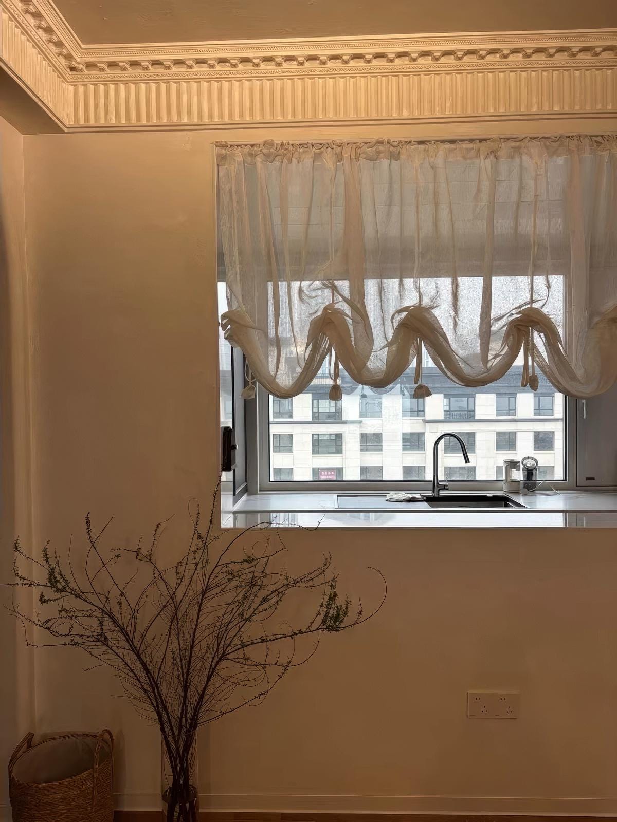 Linen Tie-Up Curtain - French Country Balloon Shade