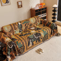 Chenille Jungle Animal Sofa Throw, Tribal Boho Kids Decor