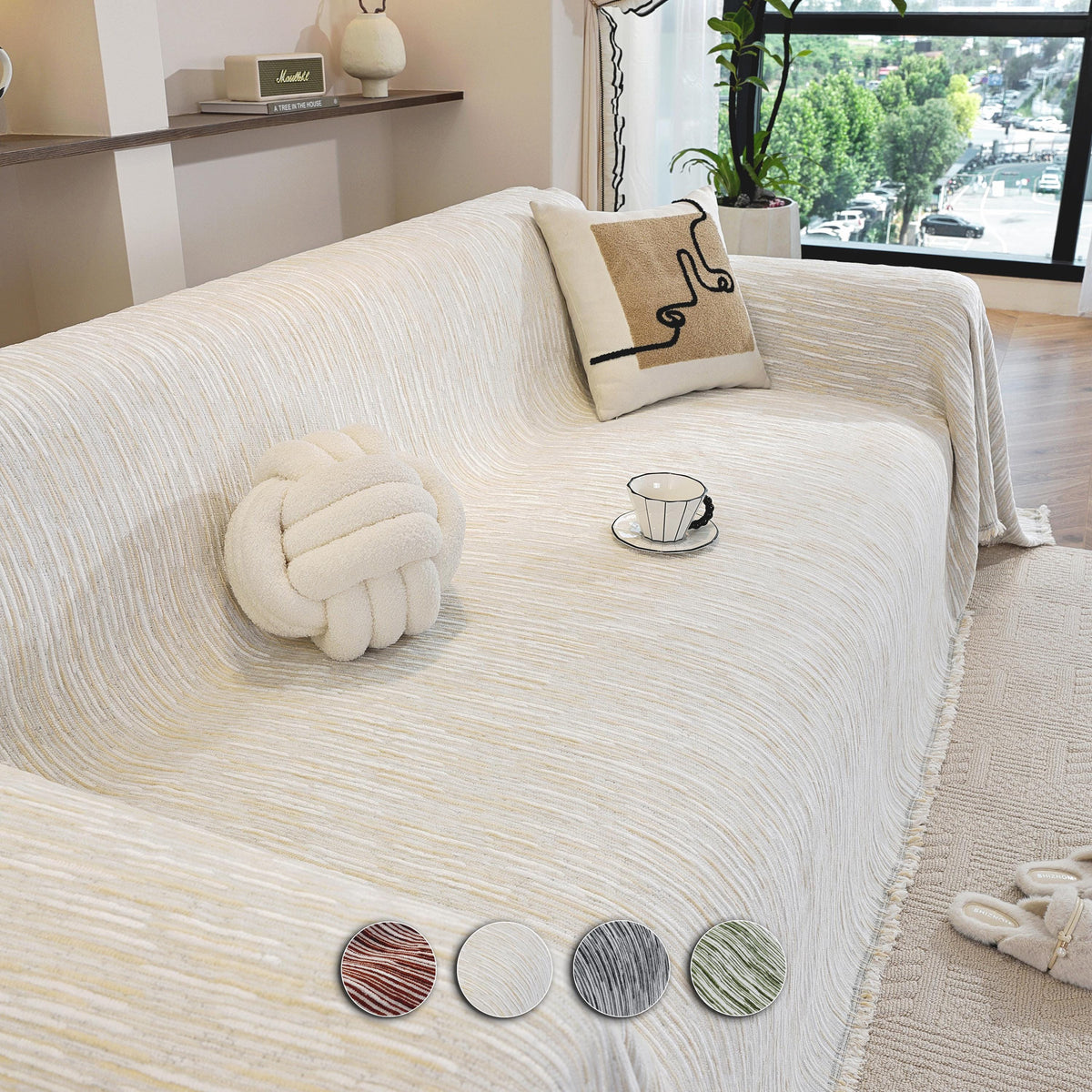 Chenille Throw Blanket: Modern Sofa Protector, Custom Length
