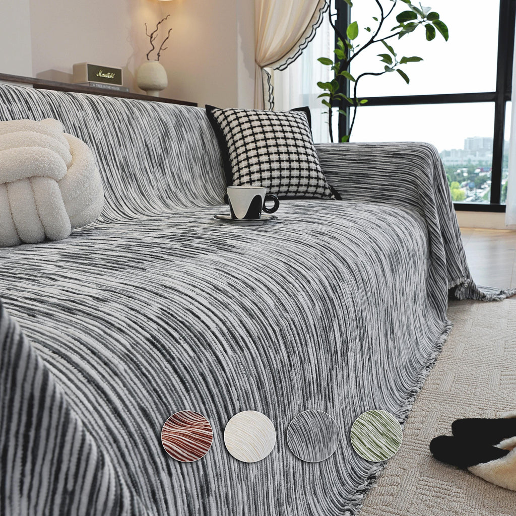 Chenille Throw Blanket: Modern Sofa Protector, Custom Length