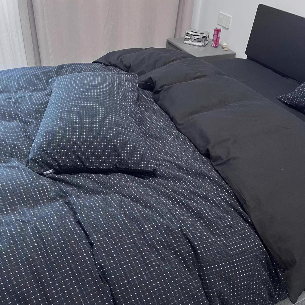 Black Jacquard Duvet Cover Set, Brushed Cotton Bedset King, Soft Winter Bedding, Bedsets