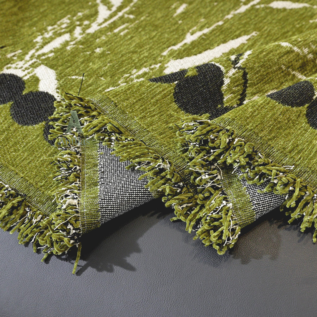 Bamboo Chenille Sofa Cover, Japandi Zen Throw, Botanical Furniture Protector