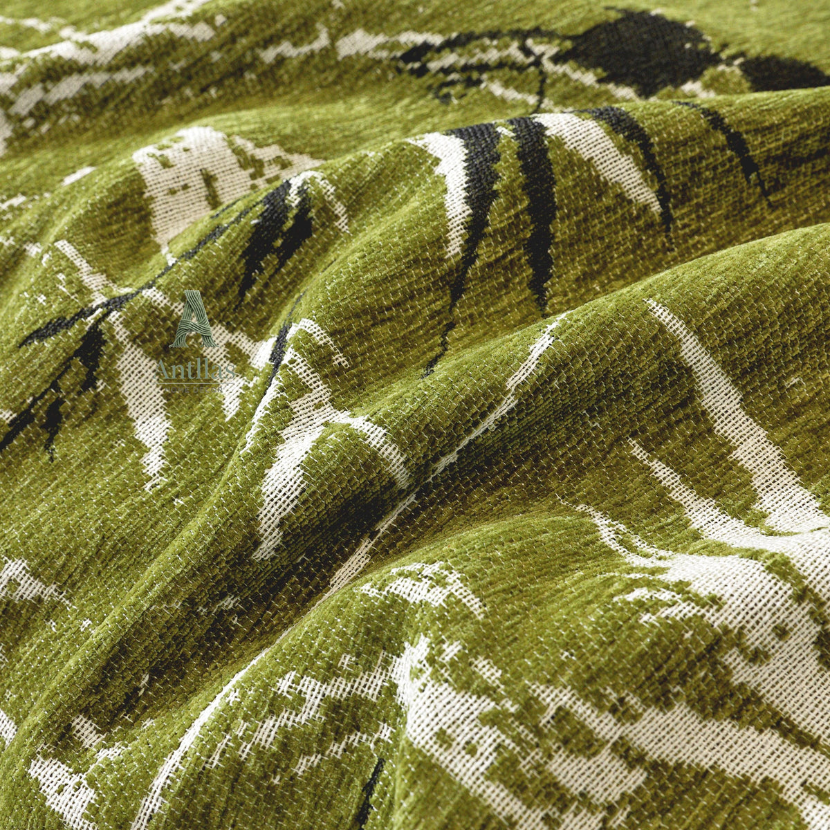 Bamboo Chenille Sofa Cover, Japandi Zen Throw, Botanical Furniture Protector