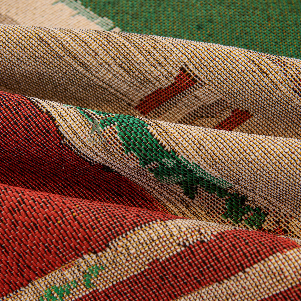 Boho Cotton Sofa Throw, Geometric Patchwork Design, Tassel Fringe