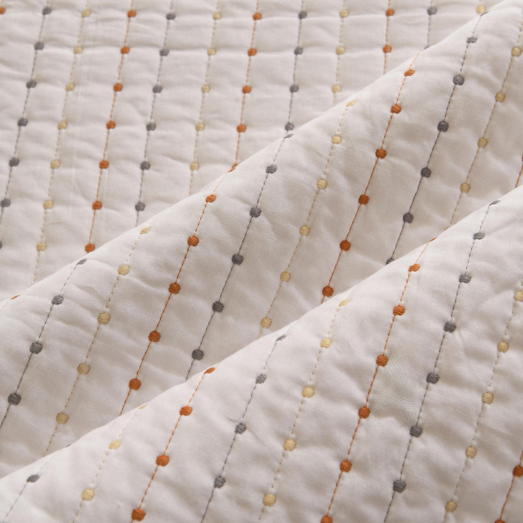Cotton Quilted Bedspread, Boho Kantha Stitch, Queen King bedcover