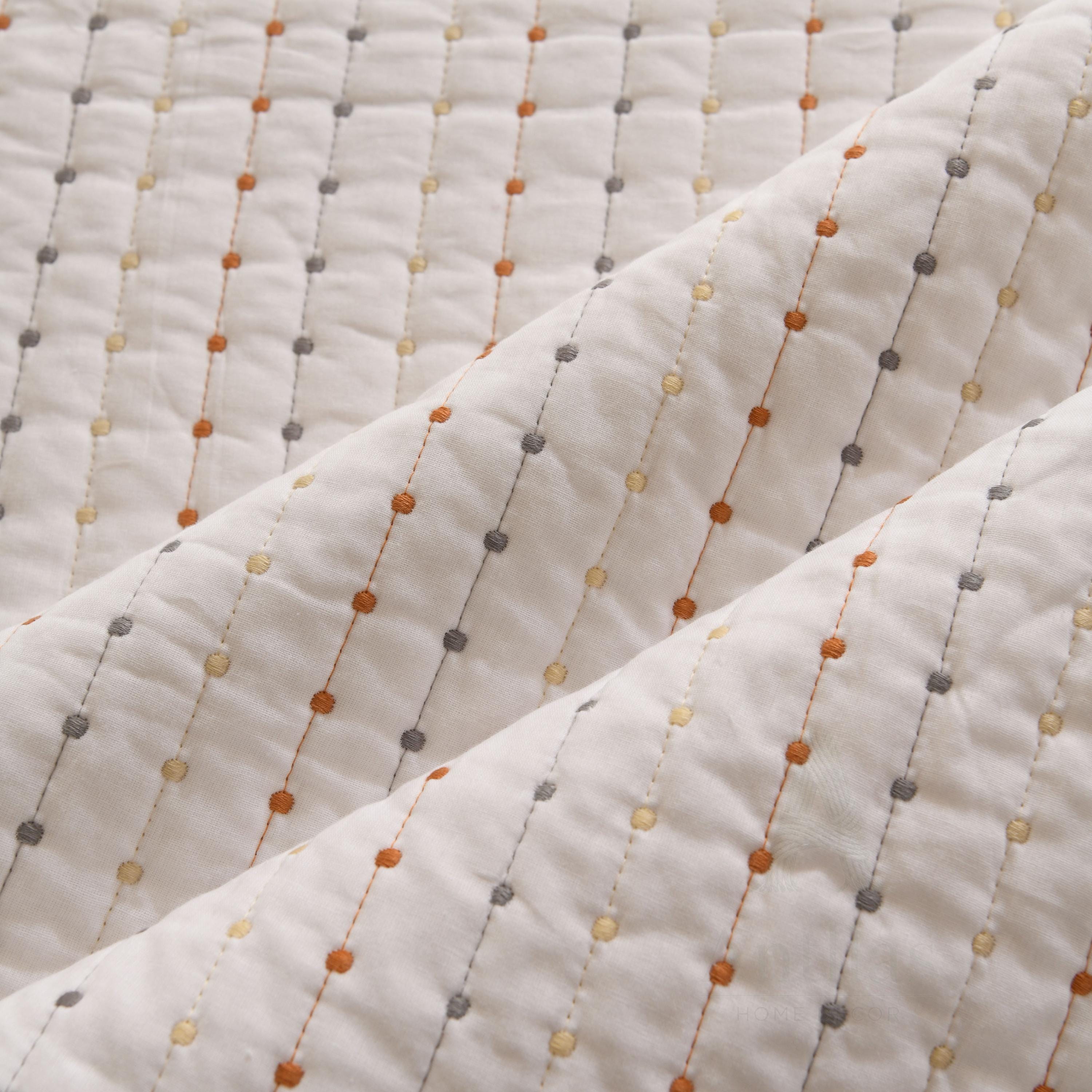 Cotton Quilted Bedspread, Boho Kantha Stitch, Queen King bedcover