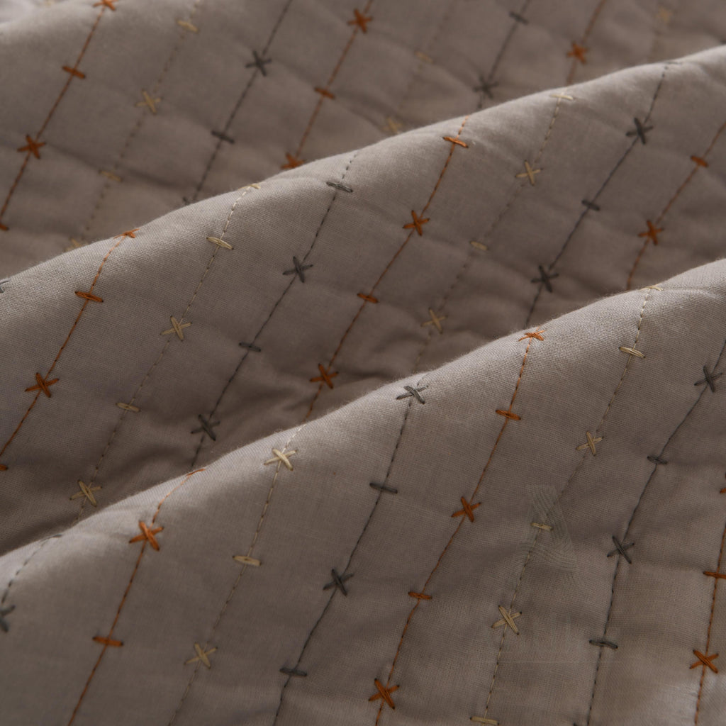 Boho Farmhouse Cotton Boho Kantha Quilted Bedspread, Pick Stitch Coverlet (230x250cm)