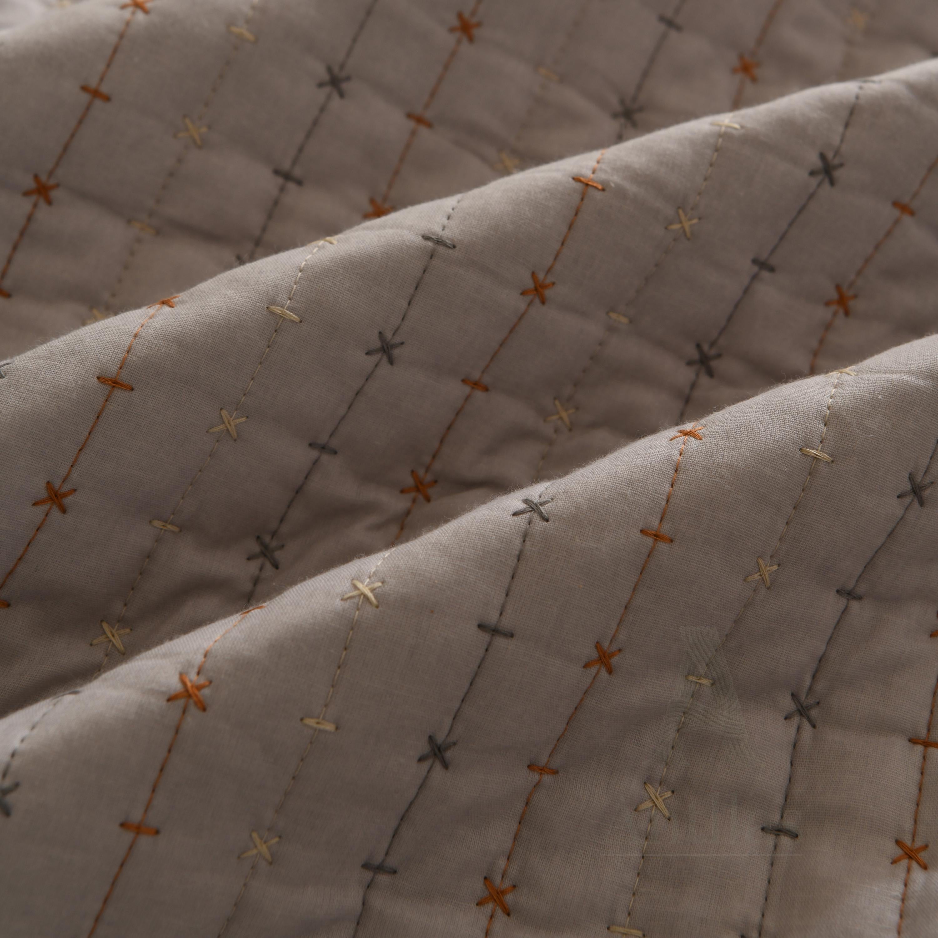 Boho Farmhouse Cotton Boho Kantha Quilted Bedspread, Pick Stitch Coverlet (230x250cm)