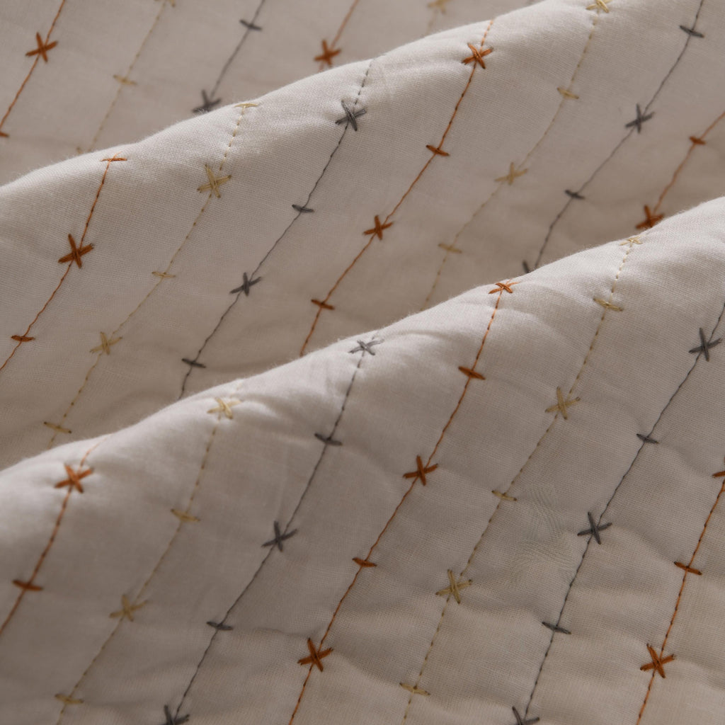 White Cotton Quilted Bedspread with Pillow, King Size Pick Stitch Coverlet