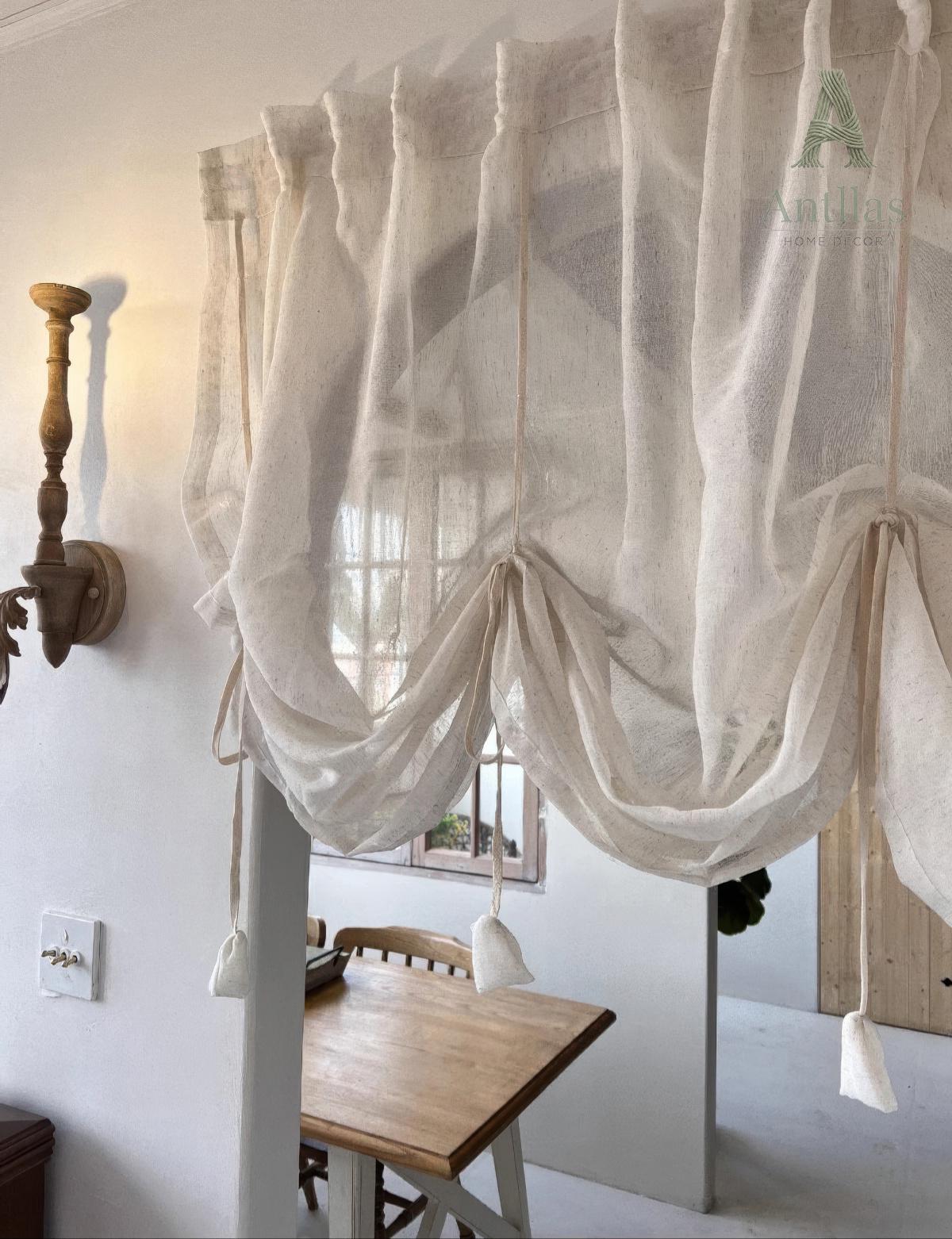Linen Tie-Up Curtain - French Country Balloon Shade