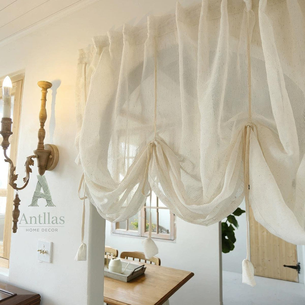 Linen Tie-Up Curtain - French Country Balloon Shade