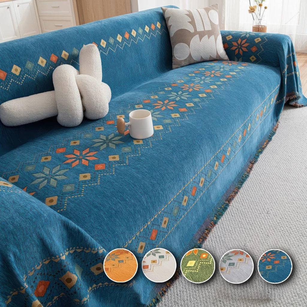 Bohemian Chenille Sofa Cover: Anti-Slip Couch Cover, Cat Scratch Resistant