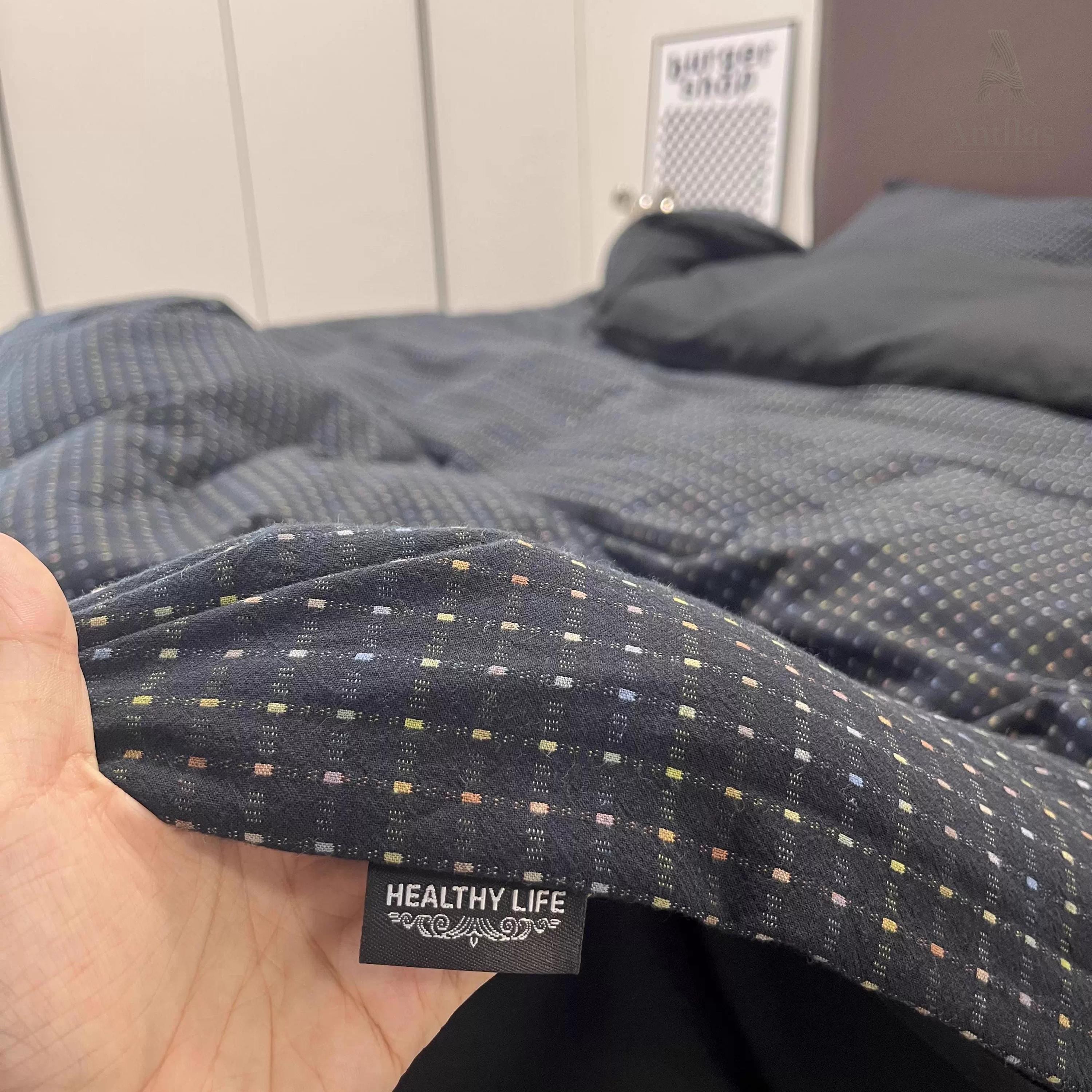 Black Jacquard Duvet Cover Set, Brushed Cotton Bedset King, Soft Winter Bedding, Bedsets